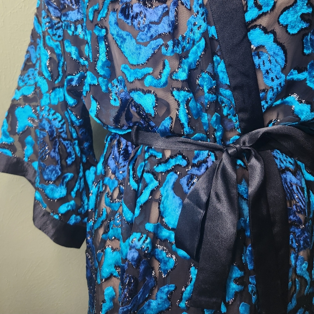 Vintage 90s Victoria's Secret Gold Label Burnout Velvet Kimono Robe Whimsigoth - Picture 7 of 13